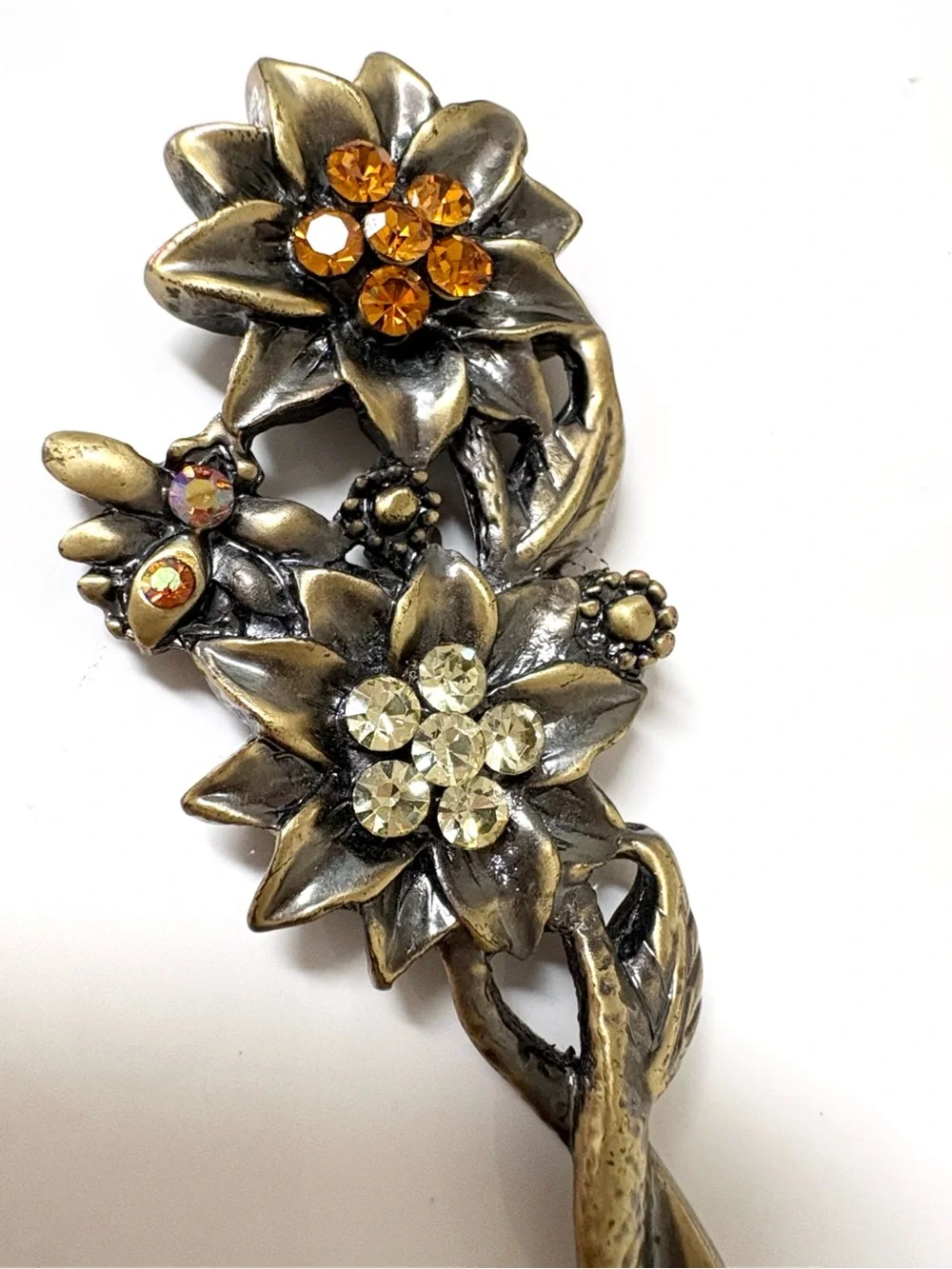 Antique Gold Floral Jeweled Hair Stick